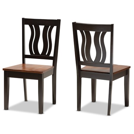Baxton Studio Fenton Modern Two-Tone Dark Brown and Walnut Brown Finished Wood 2-PC Dining Chair Set 177-11380-Zoro